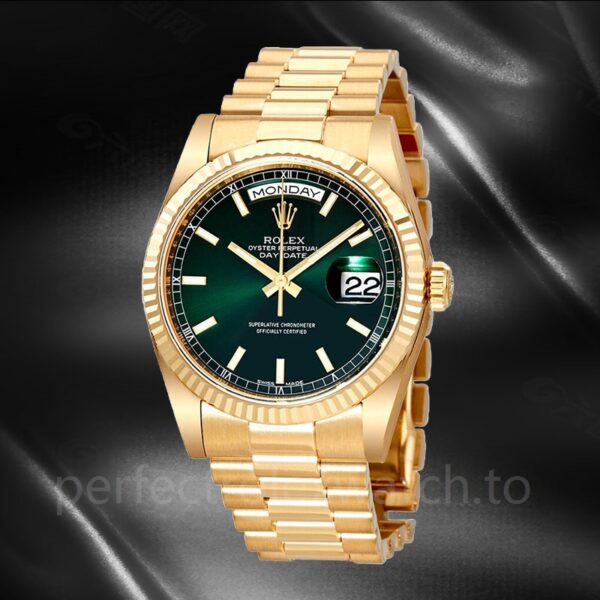 Rolex Day Date Green Dial Automatic 18K Yellow Gold Automatic Watch  118238GNSP